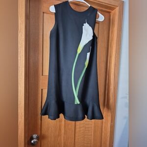 Victoria Beckham Chic Black Dress with Floral Design